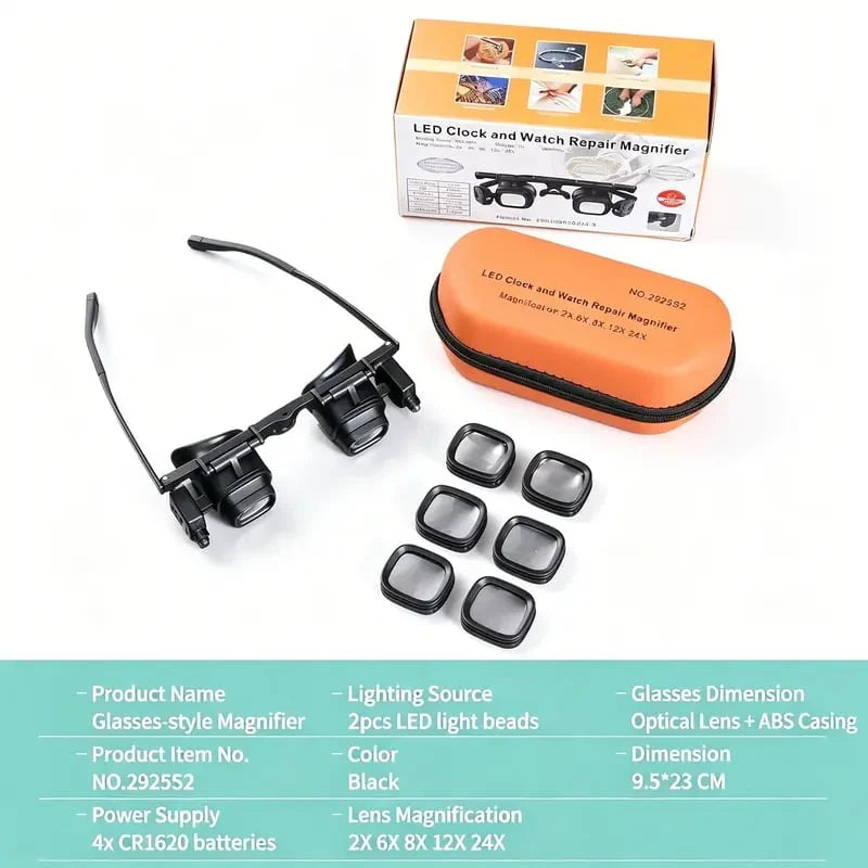 Decorative Head-Mounted Magnifier with LED Light for Focused Lighting