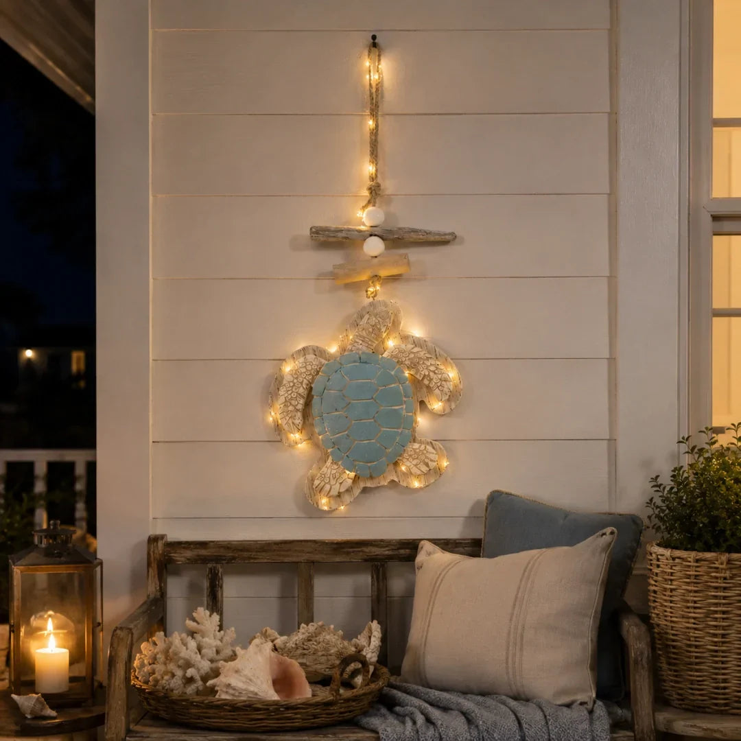 Decorative Lighted Coastal Sea Turtle Hanging Wall D – Lighted Coastal