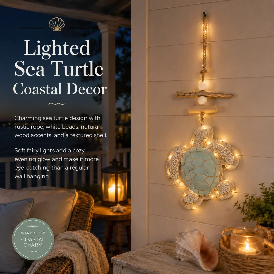 Decorative Lighted Coastal Sea Turtle Hanging Wall D – Lighted Coastal