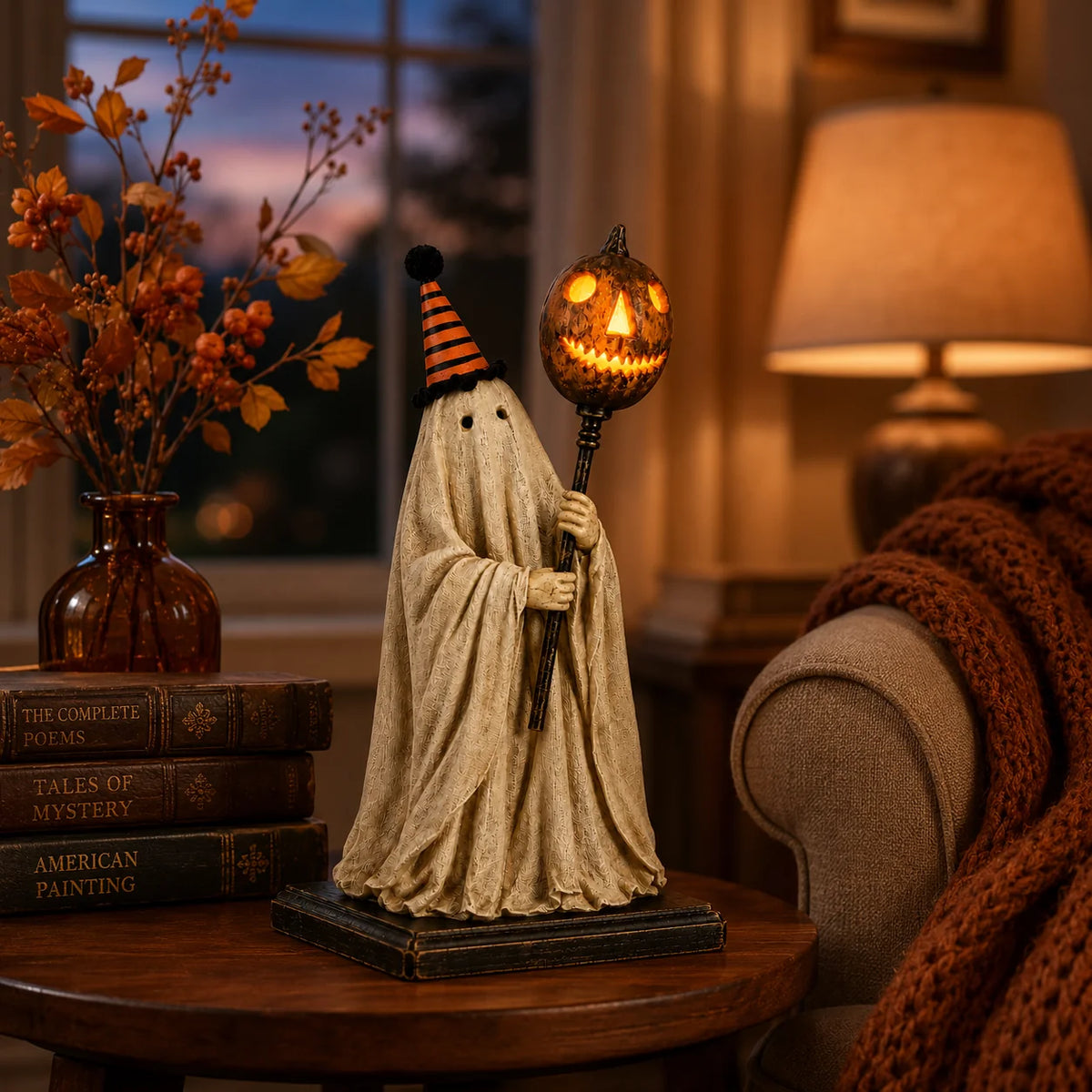 Decorative Summerween - Lighted Vintage Ghost Figurine with Glowing