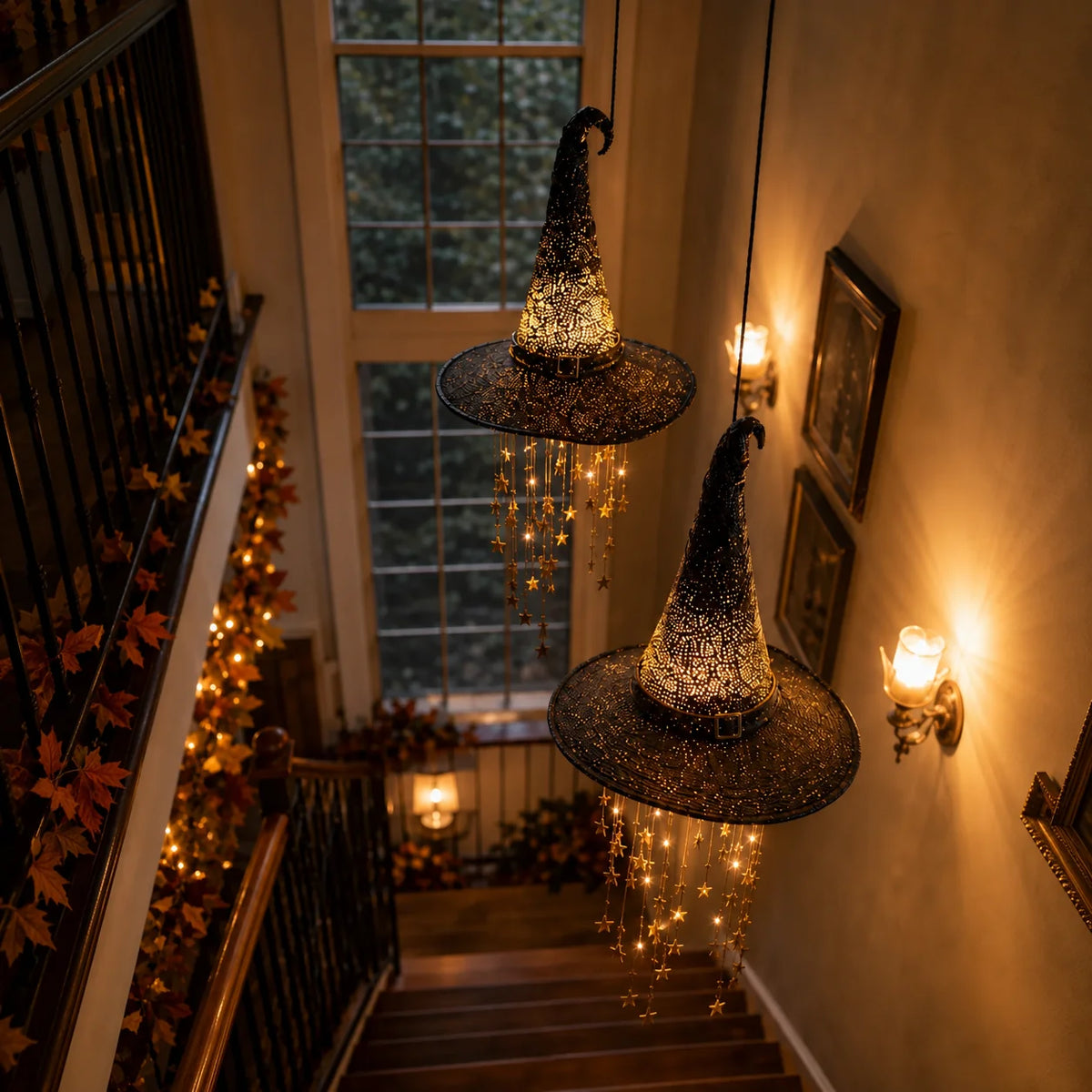 Decorative Lighted Witch Hat Hanging Chime for Focused Lighting