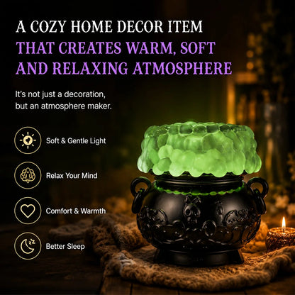 Color-Shifting Cauldron Water Globe with Three-Candle Base