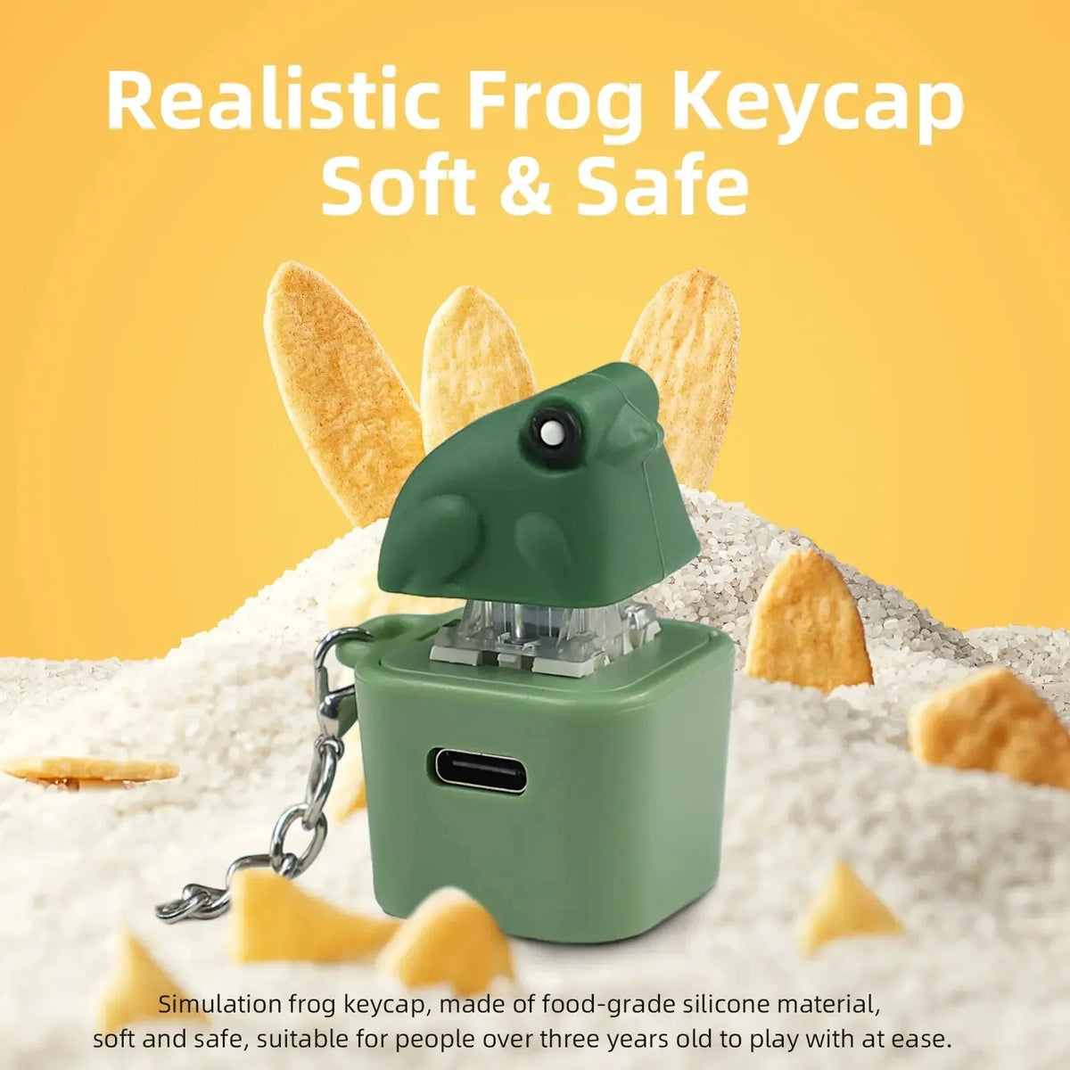 Rechargeable Frog, Lizard, and Coquí Sound-and-Light Keychain