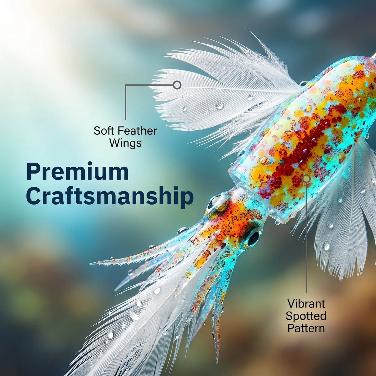 Purpose-Built Luminous Squid Feather Fishing Lure – Glow-in-the-Dark