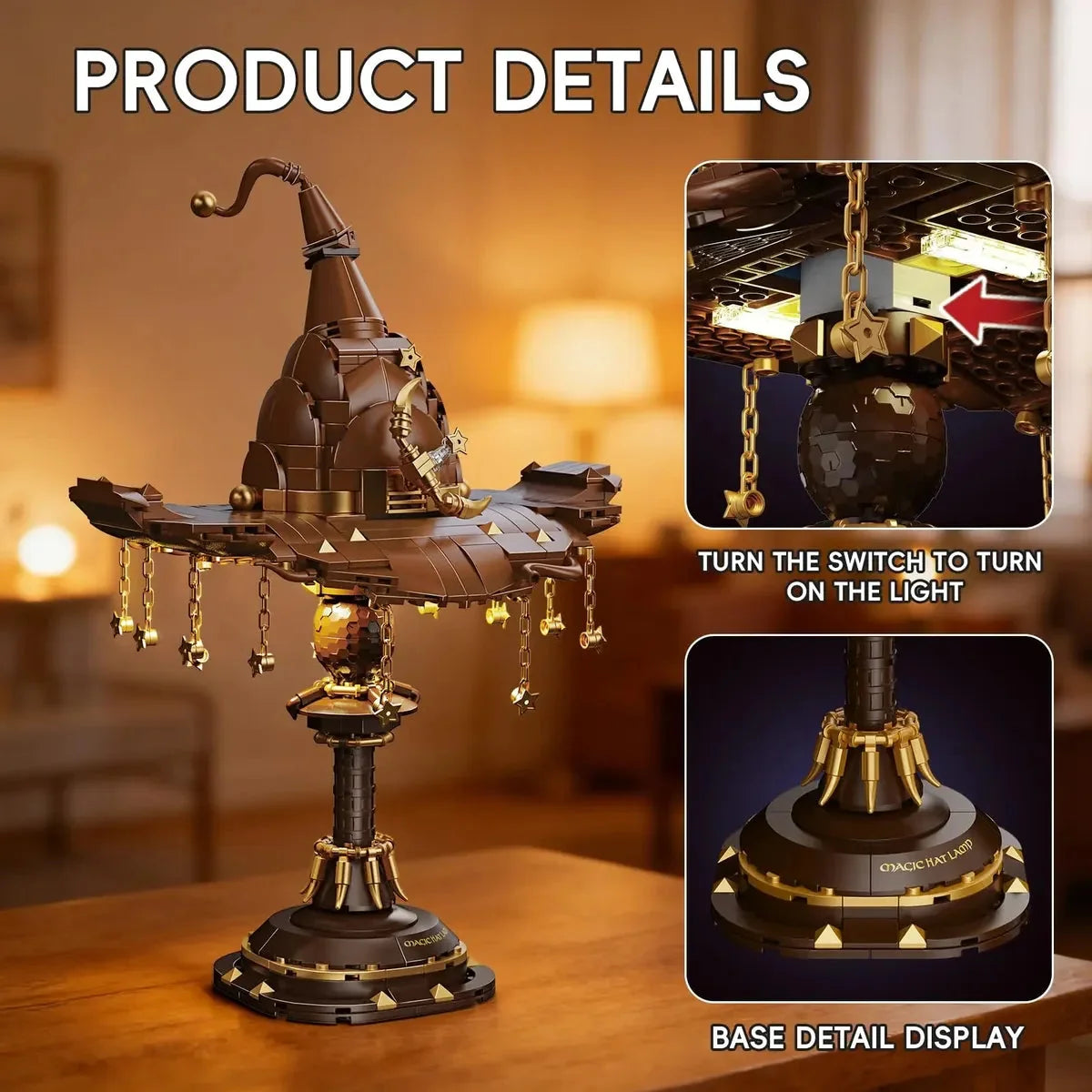 Decorative Magic Hat Building Blocks Desk Lamp for Focused Lighting