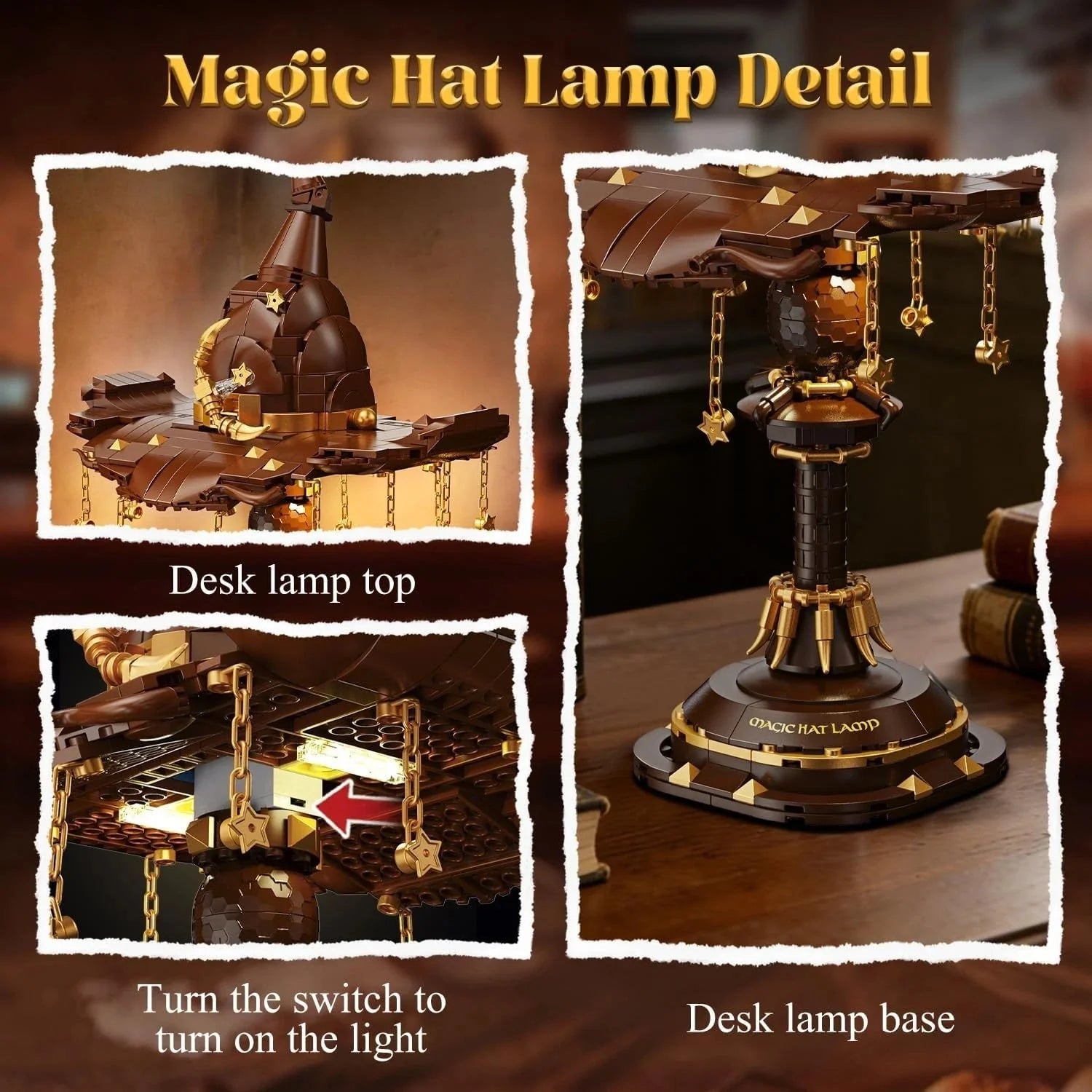 Decorative Magic Hat Building Blocks Desk Lamp for Focused Lighting
