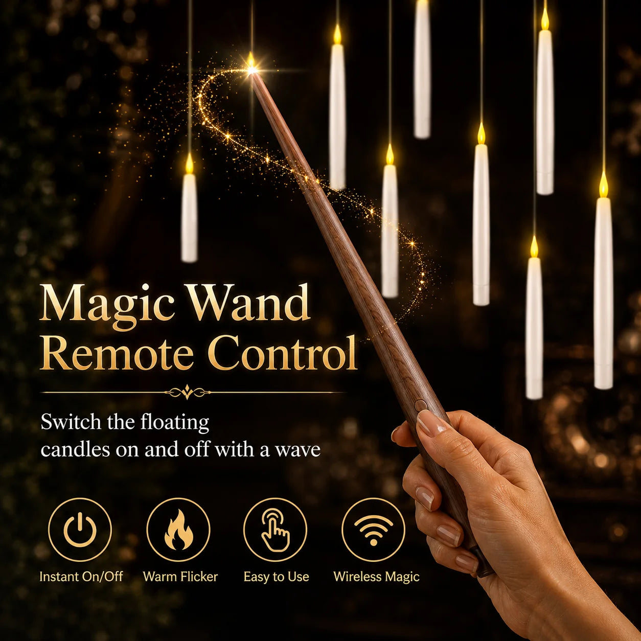 Remote Wand-Activated LED Candles with a Flickering Glow