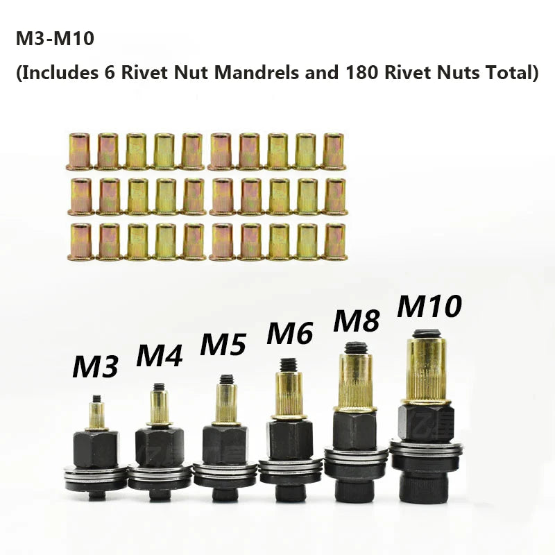 M3-M12 Manual Rivet Nut Setter Kit for Metal, Automotive and DIY Work