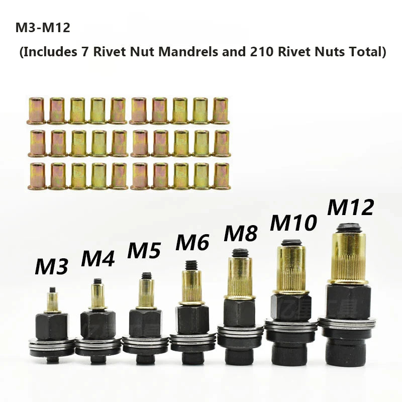 M3-M12 Manual Rivet Nut Setter Kit for Metal, Automotive and DIY Work