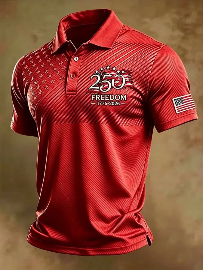 Distinctive Men's Retro "Patriot" Color-Block Short-Sleeve Polo