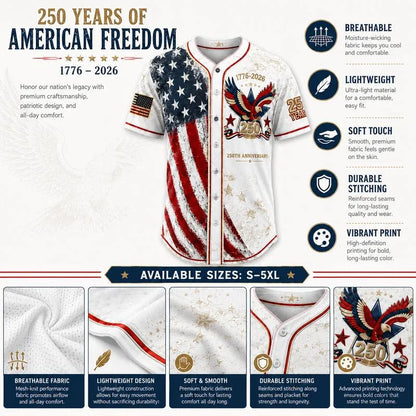 Distinctive Men's USA 250th Anniversary Baseball Jersey Patriotic