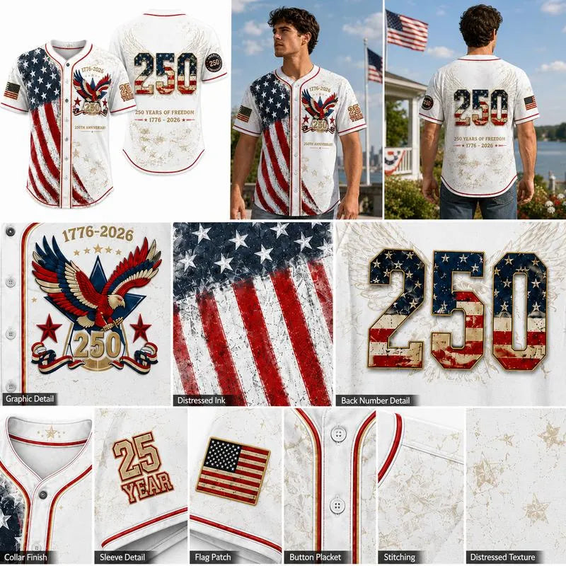 Distinctive Men's USA 250th Anniversary Baseball Jersey Patriotic
