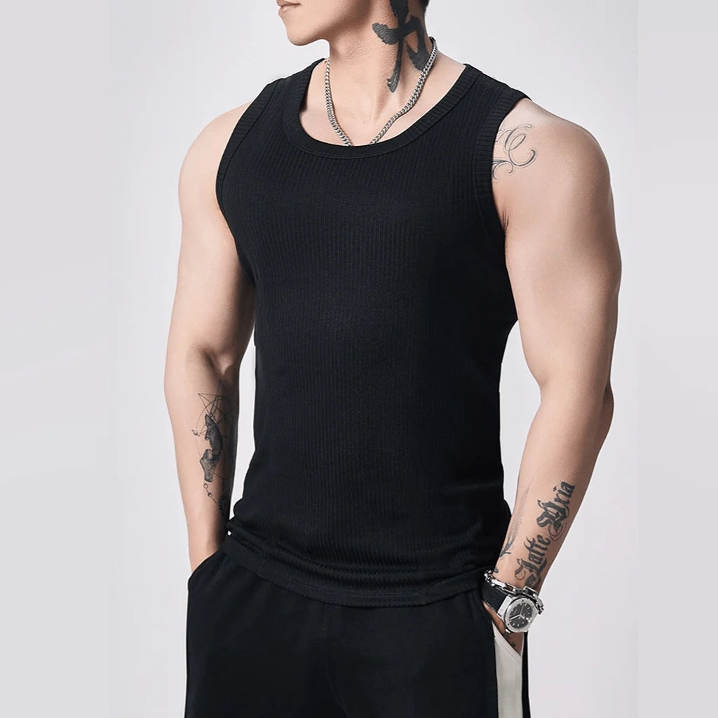 Purpose-Built Men's Wide Strap Ribbed Tank Top for Everyday Use