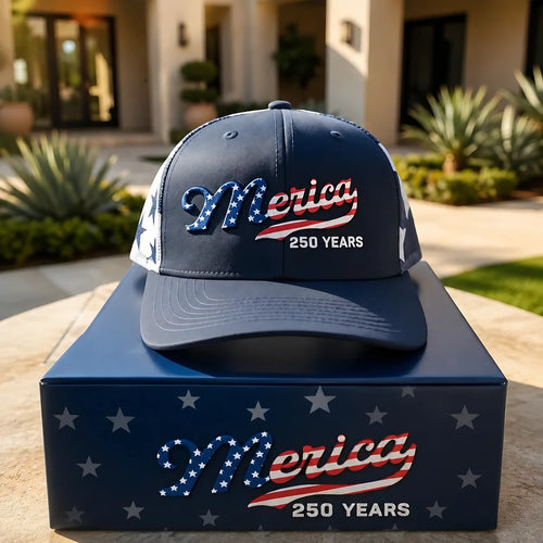 Distinctive 'Merica 250 Years Embroidered Mesh Back Trucker