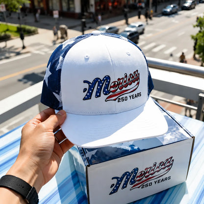 Distinctive 'Merica 250 Years Embroidered Mesh Back Trucker