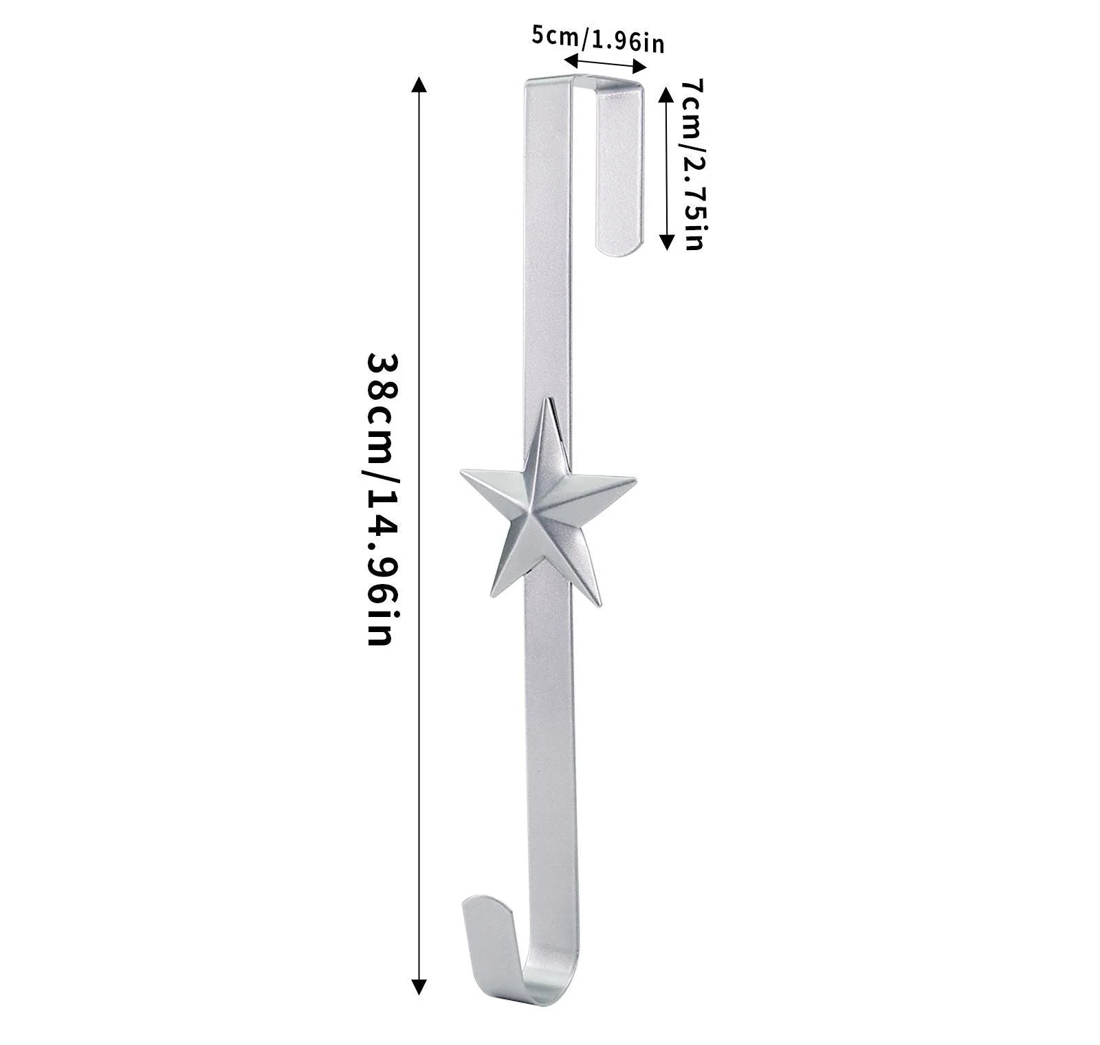 Space-Saving Metal Over The Door Wreath Hanger – Snowflake Tree Star
