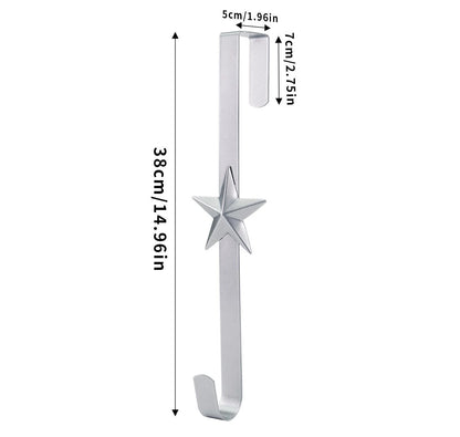 Space-Saving Metal Over The Door Wreath Hanger – Snowflake Tree Star