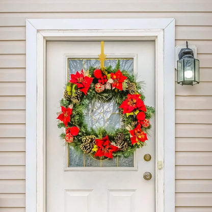 Space-Saving Metal Over The Door Wreath Hanger – Snowflake Tree Star