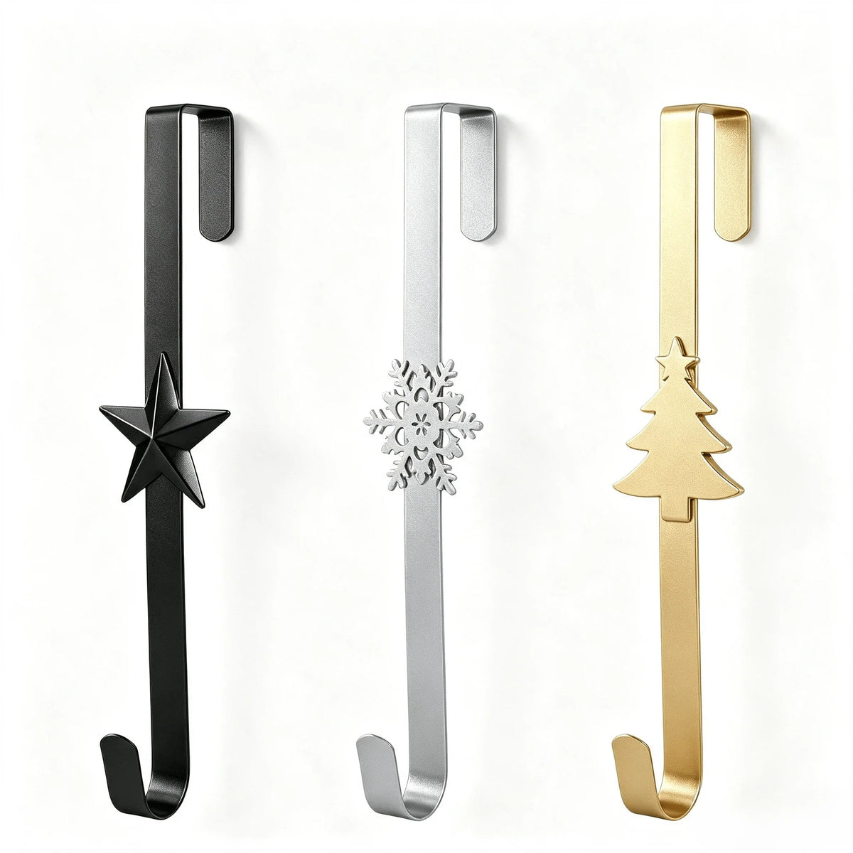Space-Saving Metal Over The Door Wreath Hanger – Snowflake Tree Star