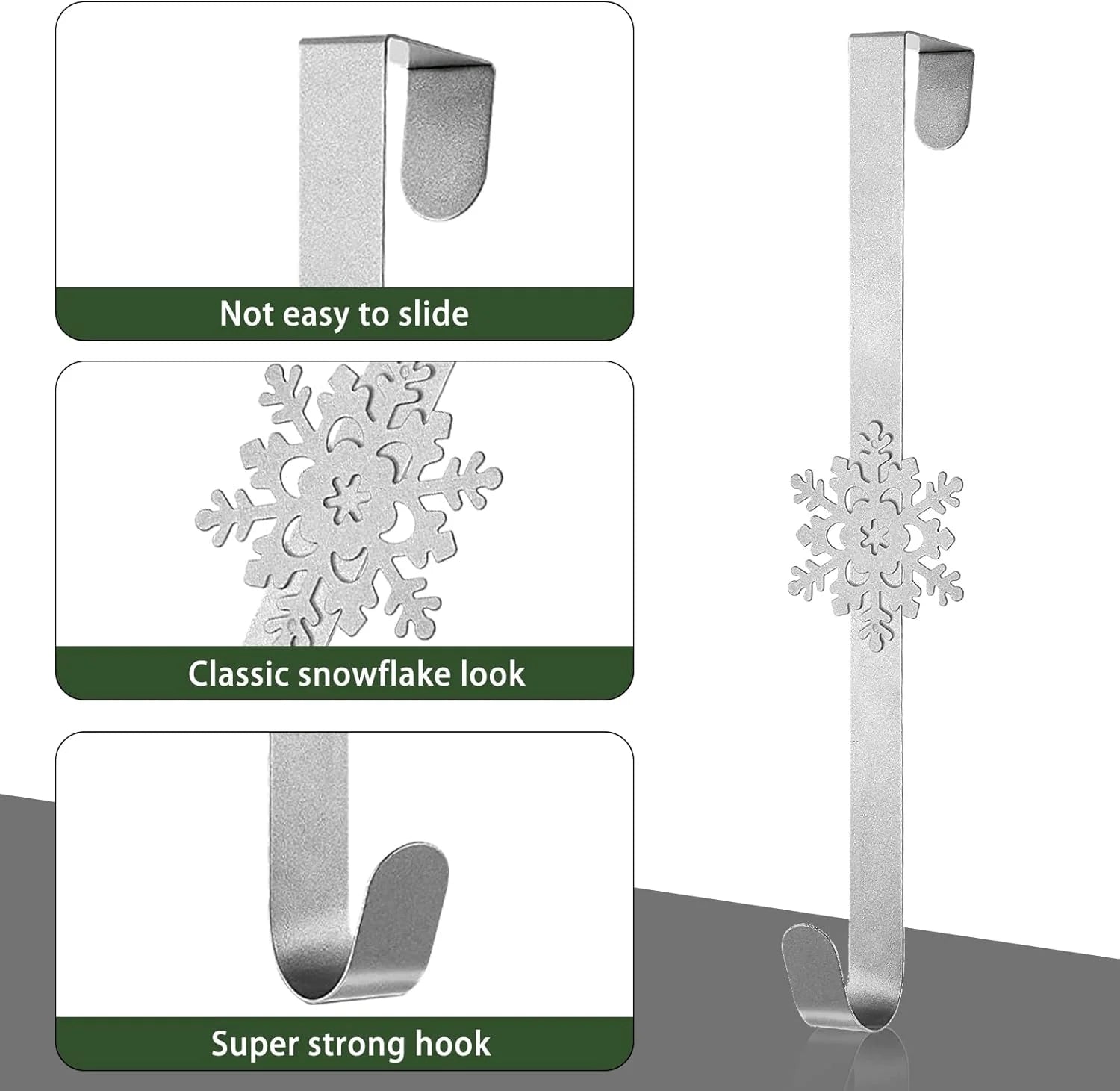 Space-Saving Metal Over The Door Wreath Hanger – Snowflake Tree Star