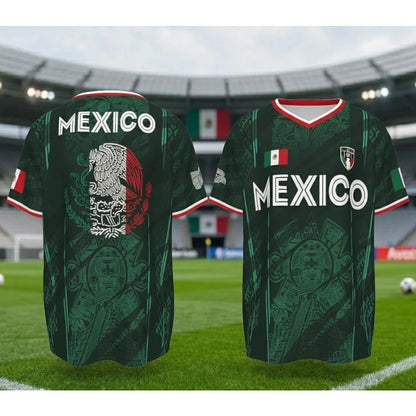 Distinctive Mexico Retro Soccer Jersey – Chichén Itzá Pyramid Graphic