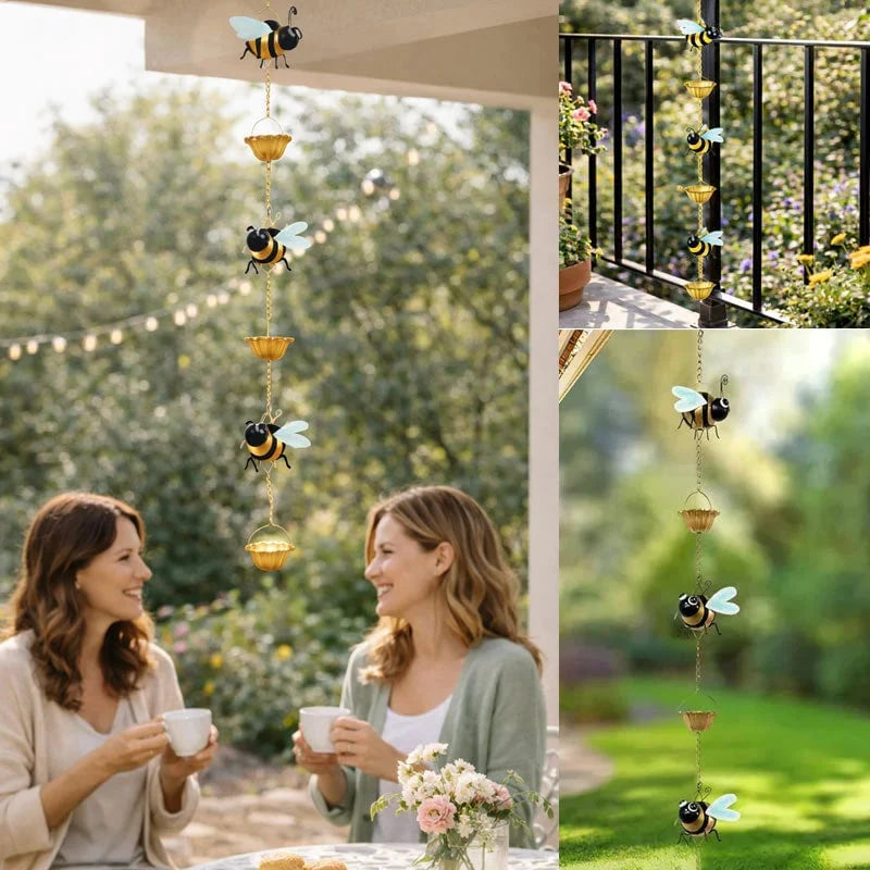 Outdoor Whimsical Bee Rain Chain – Transforming Rainy Days into a