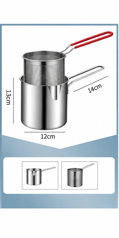 Practical Stainless Steel Deep Fryer Set - 1-Person Mini Pot with Fry