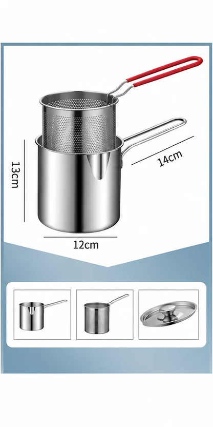 Practical Stainless Steel Deep Fryer Set - 1-Person Mini Pot with Fry