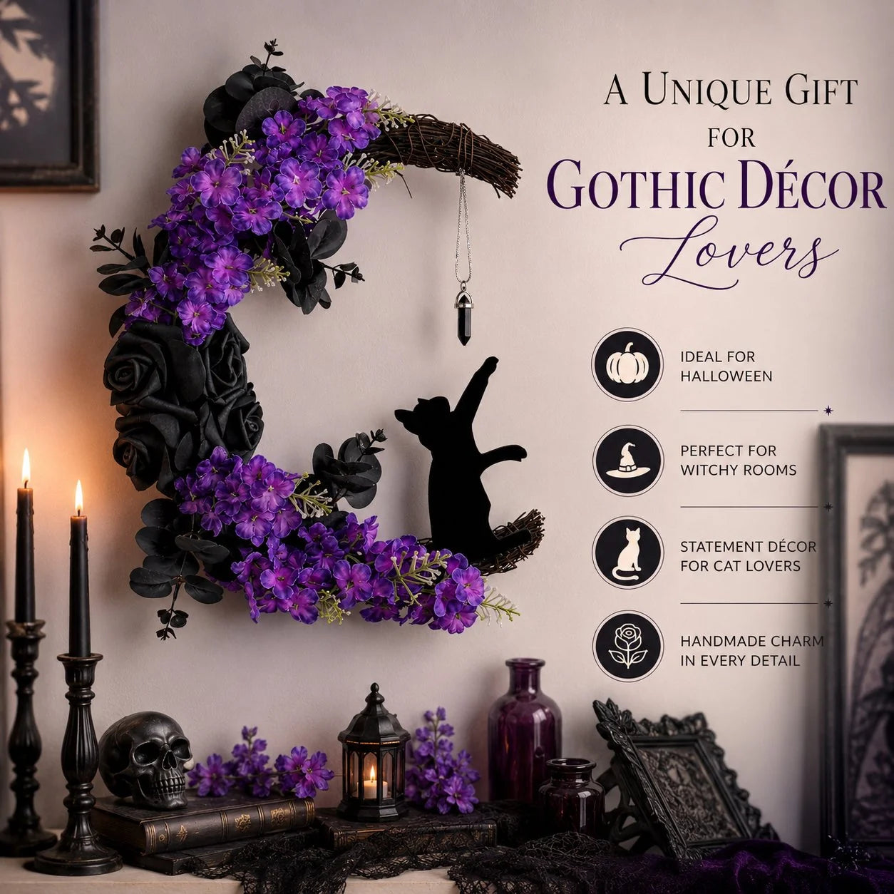 Decorative Light Up Your Door With a Magical Moon Cat