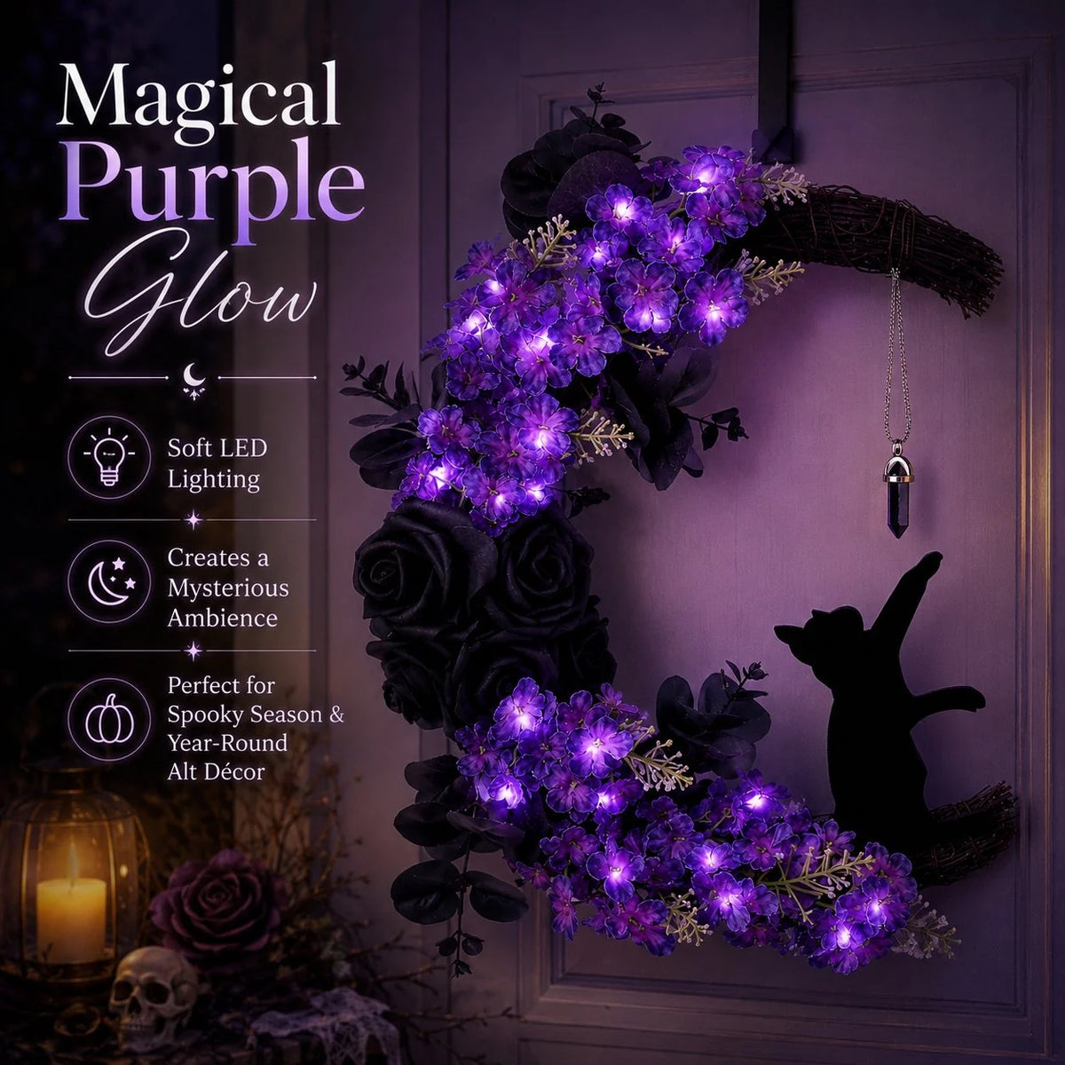 Decorative Light Up Your Door With a Magical Moon Cat