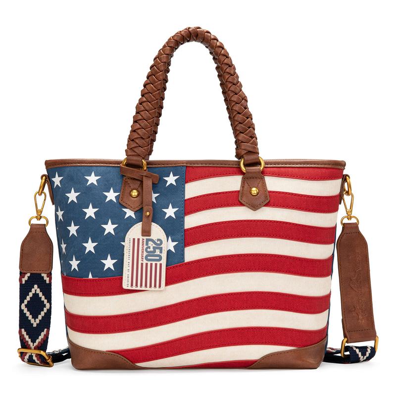 Space-Saving Montana West Vintage American Flag Tote Bag – Western