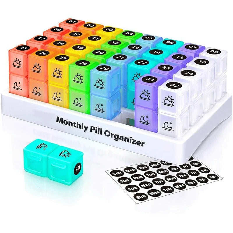 Space-Saving Monthly AM/PM Pill Organizer – Twice-a-Day Medicine &