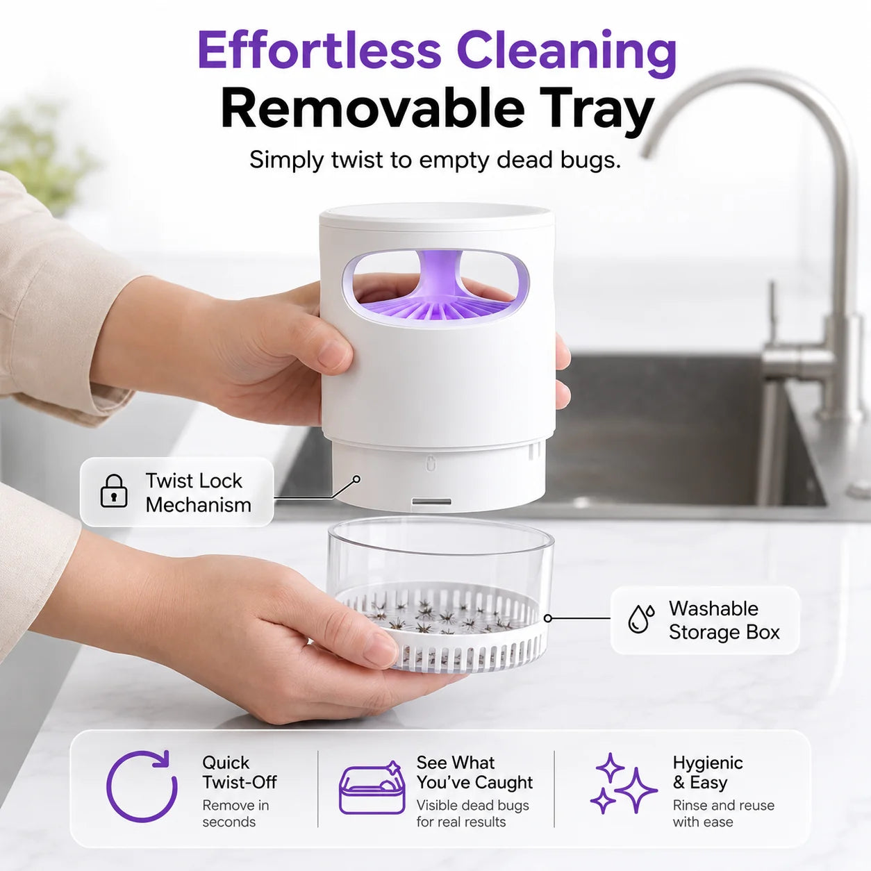 Quiet USB UV Mosquito Trap with Chemical-Free Vortex Fan