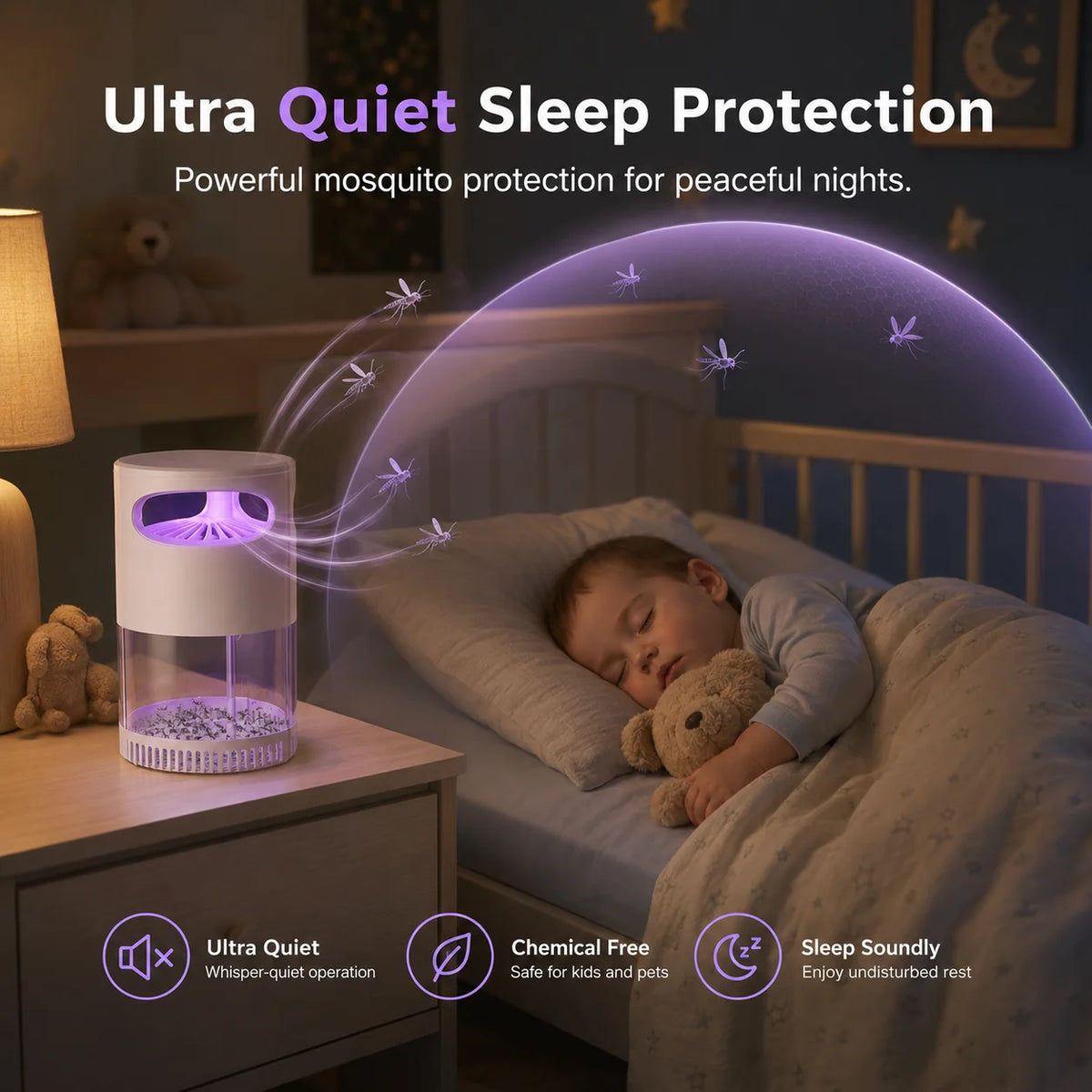 Quiet USB UV Mosquito Trap with Chemical-Free Vortex Fan
