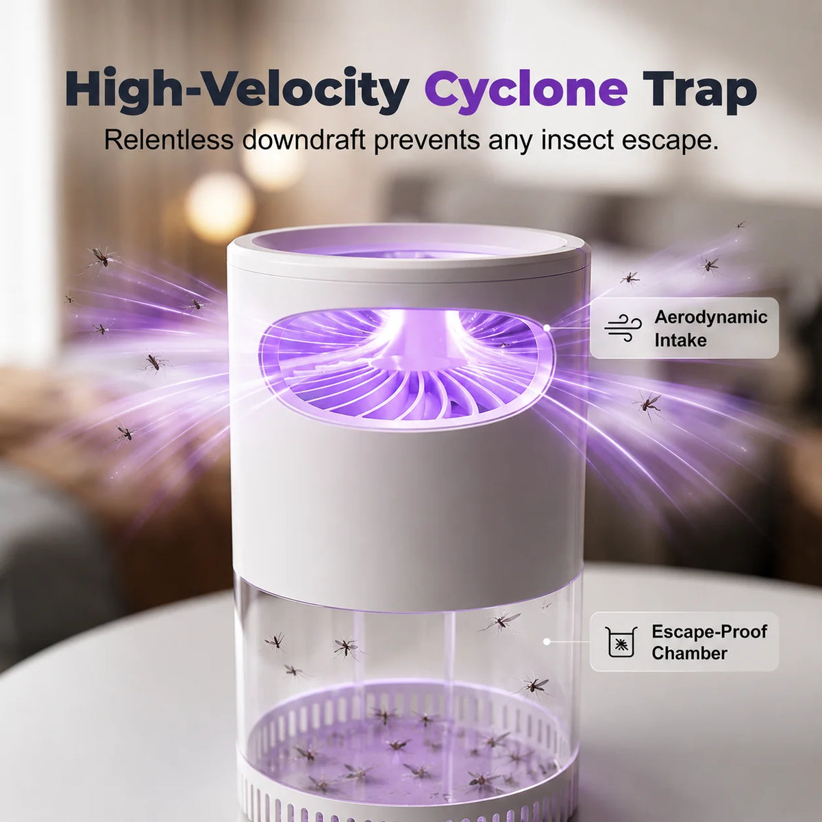 Quiet USB UV Mosquito Trap with Chemical-Free Vortex Fan
