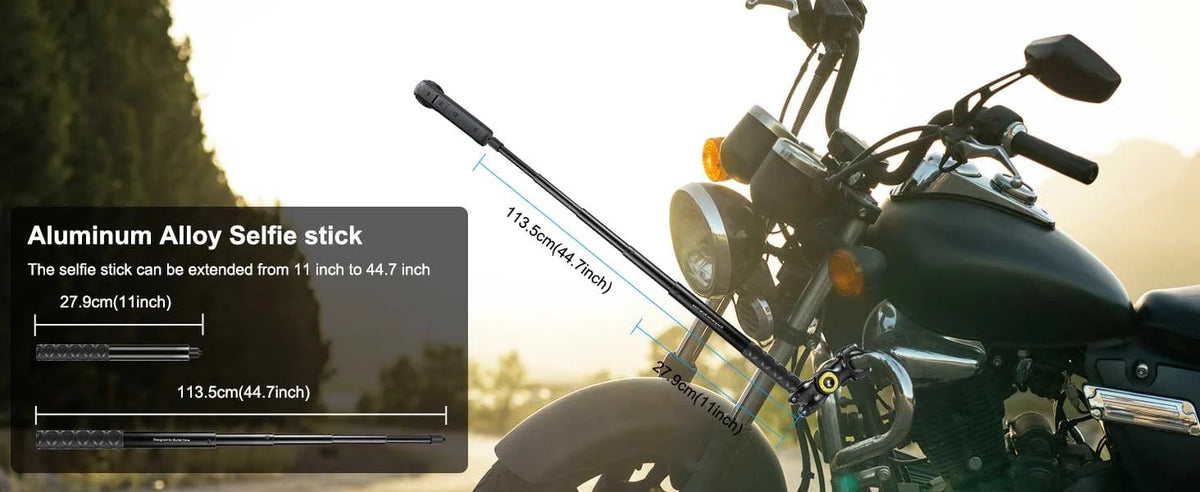 Purpose-Built Motorcycle Handlebar Extendable Selfie Stick for Action