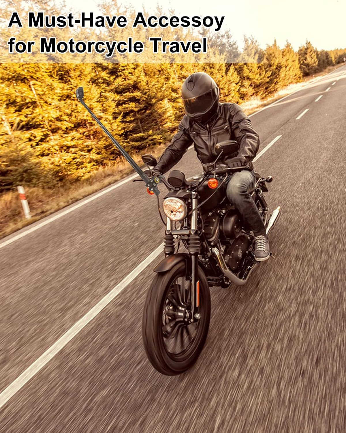 Purpose-Built Motorcycle Handlebar Extendable Selfie Stick for Action
