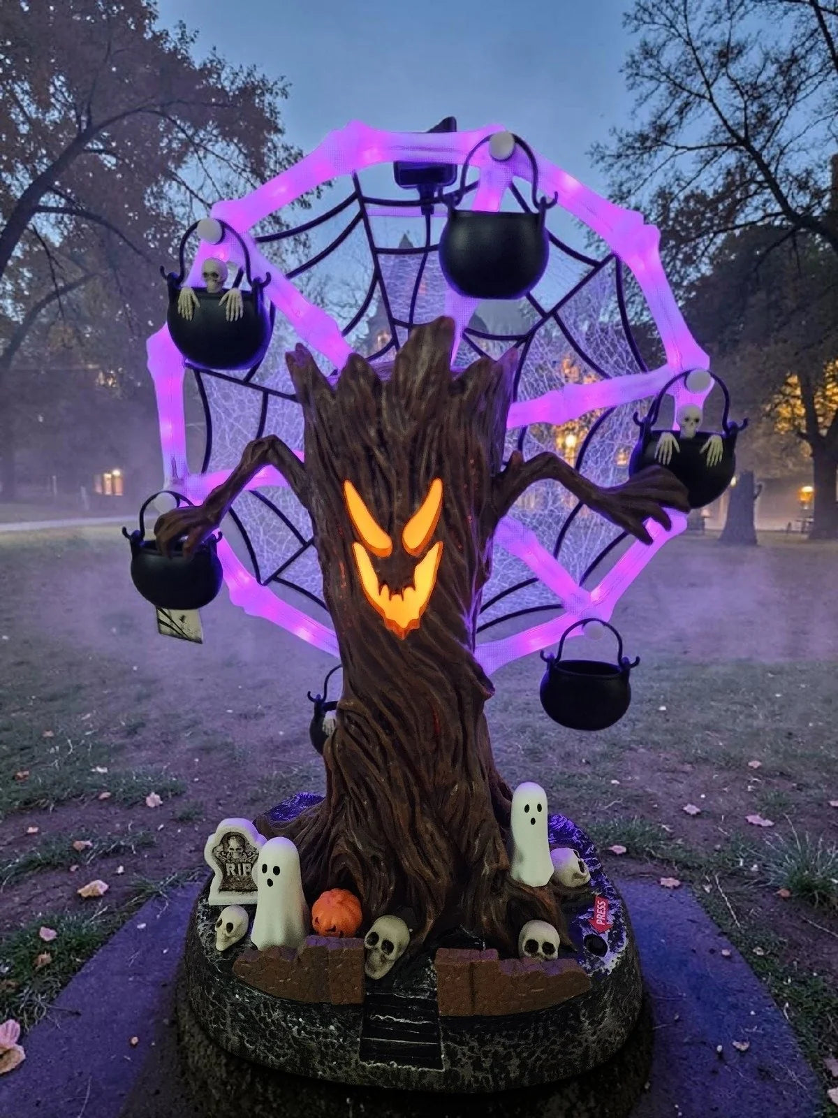 Decorative Rotating Ghost Tree Ferris Wheel Table Decor, LED Light Up