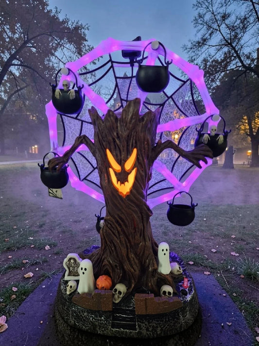 Decorative Rotating Ghost Tree Ferris Wheel Table Decor, LED Light Up