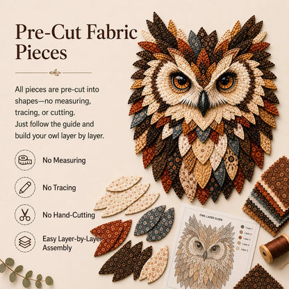 Hands-On Layered Fabric Owl Wall Art DIY Kit – Relaxing Craft