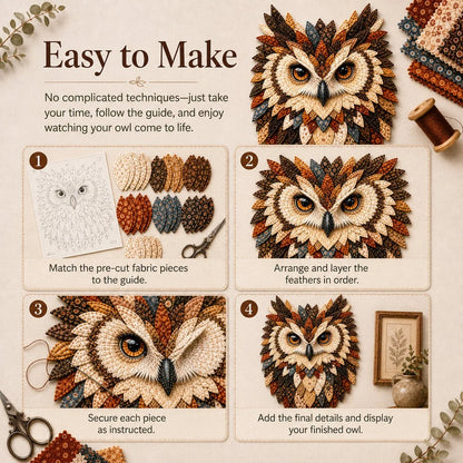 Hands-On Layered Fabric Owl Wall Art DIY Kit – Relaxing Craft