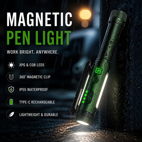 Pen-Shaped Magnetic LED Work Light with Rotating Head