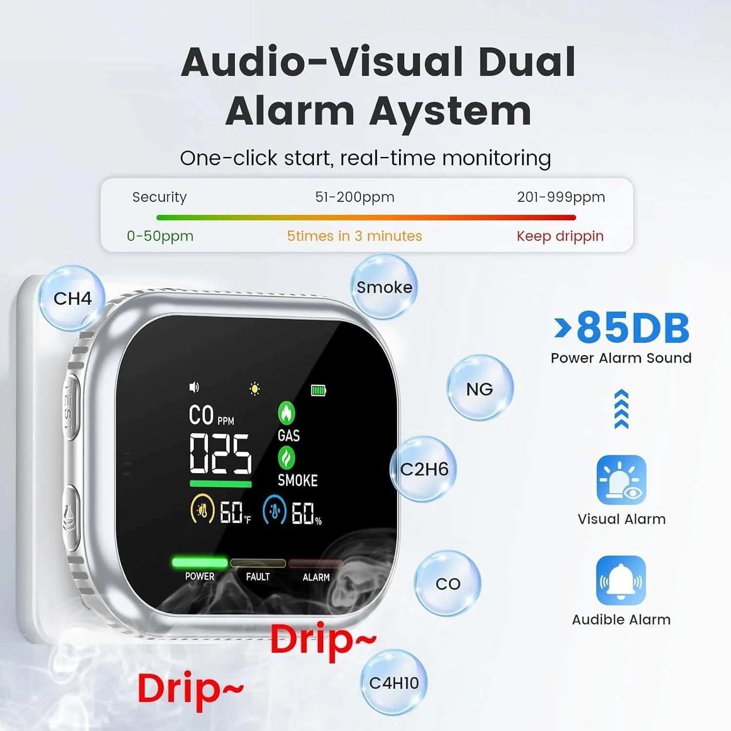 Purpose-Built Multi-Function Home Safety Detector - CO,Gas