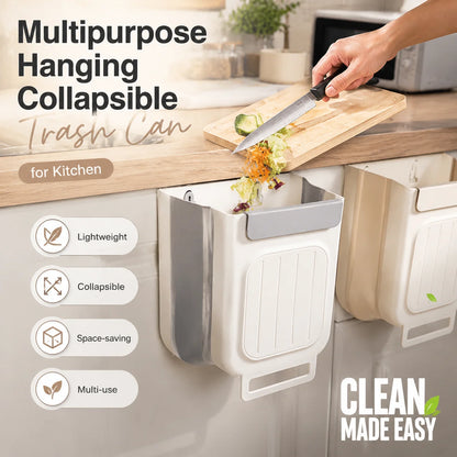 Space-Saving Collapsible Hanging Trash Can for Kitchen Cabinets