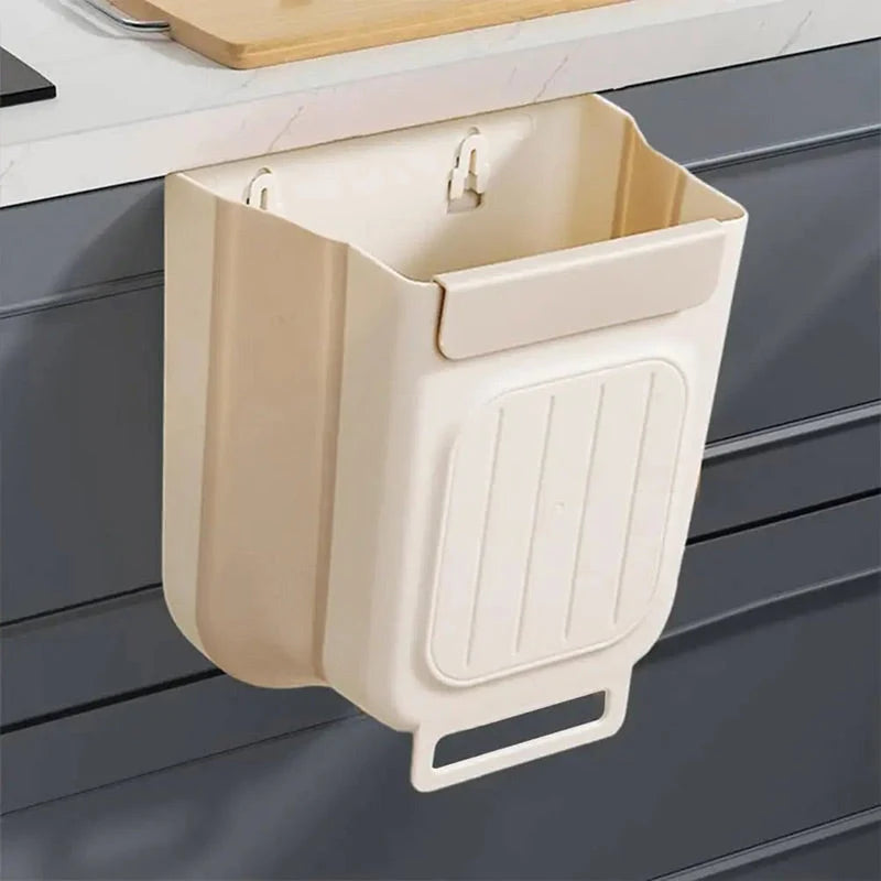 Space-Saving Collapsible Hanging Trash Can for Kitchen Cabinets