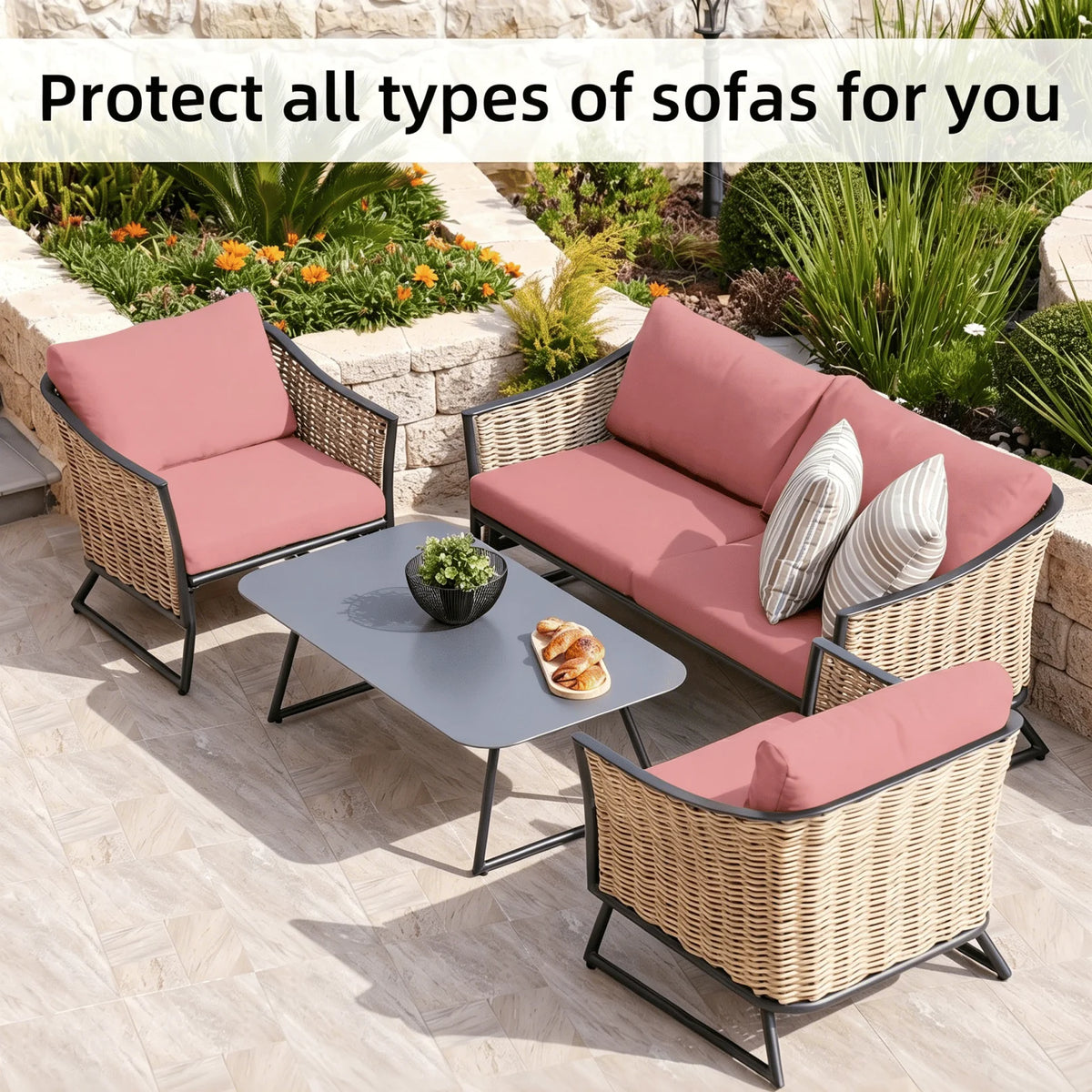Stretch Sofa Cushion Cover Set, Available in 4, 8 or 12 Pieces