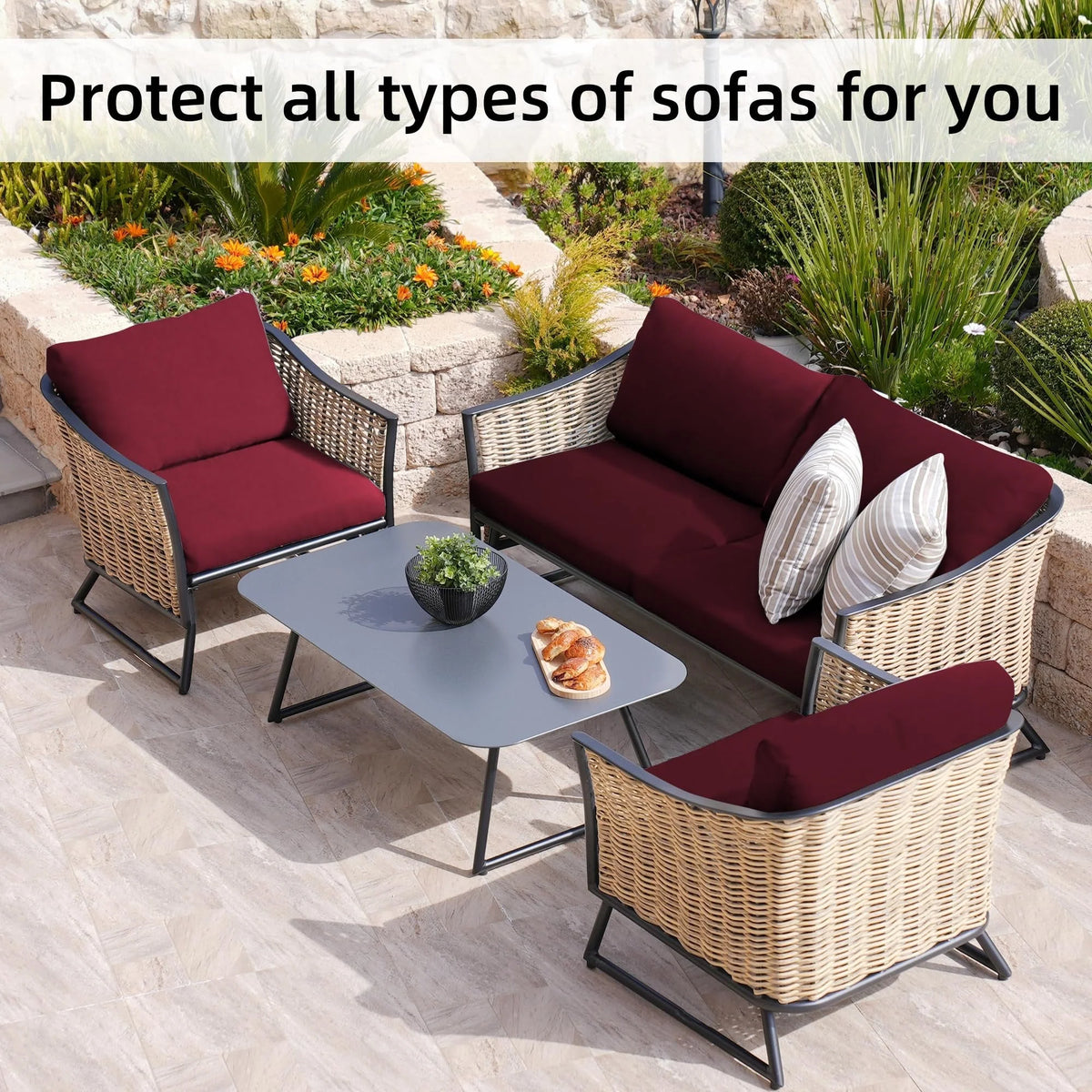 Stretch Sofa Cushion Cover Set, Available in 4, 8 or 12 Pieces
