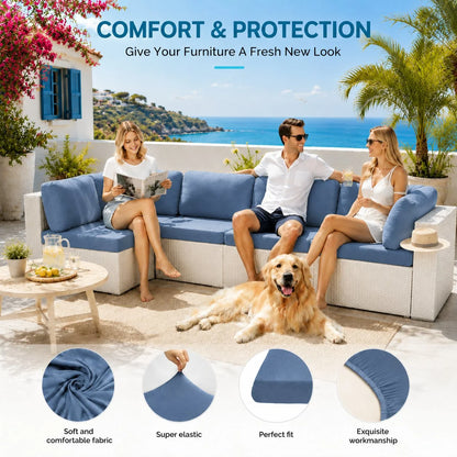 Stretch Sofa Cushion Cover Set, Available in 4, 8 or 12 Pieces