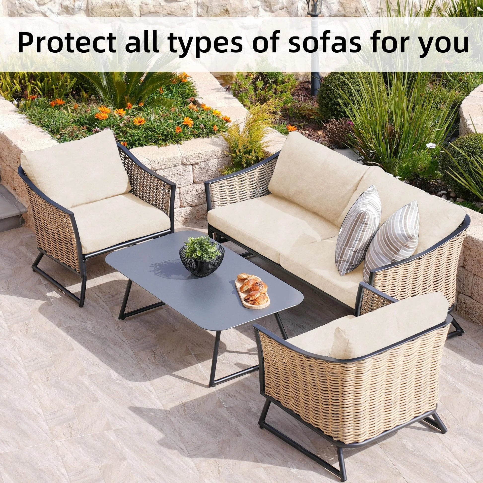 Stretch Sofa Cushion Cover Set, Available in 4, 8 or 12 Pieces