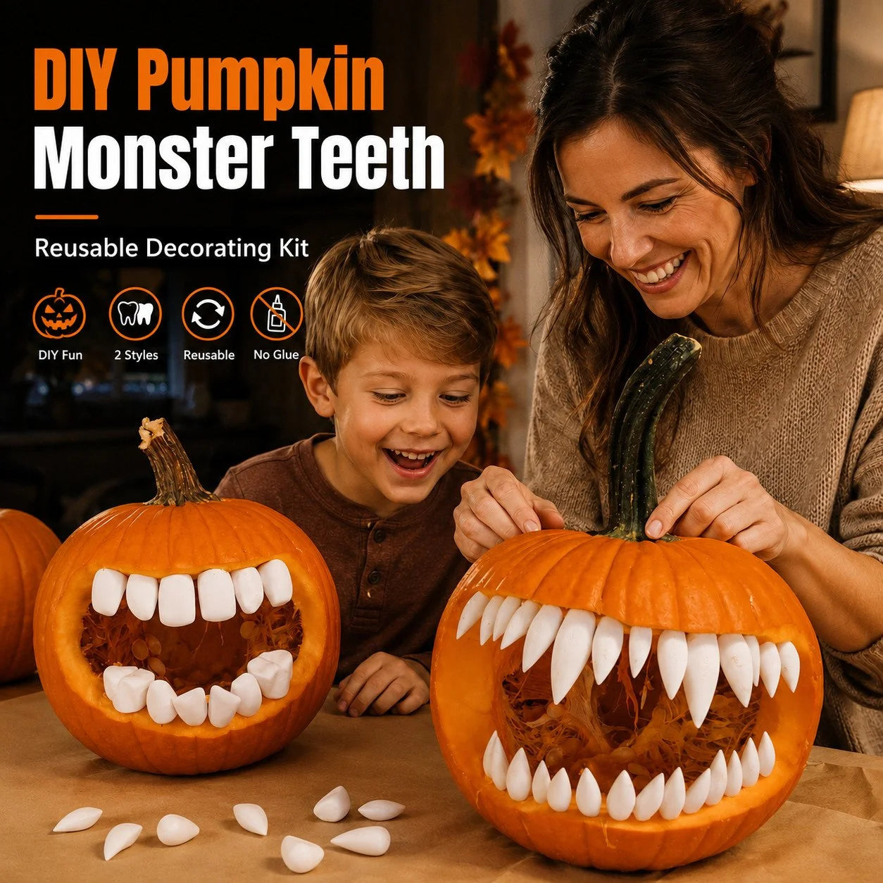 Decorative Monster Grin Pumpkin Decorating Kit – Create Bold 3D